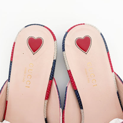 Gucci Princetown Slippers in Red, White and Blue Canvas Size 38