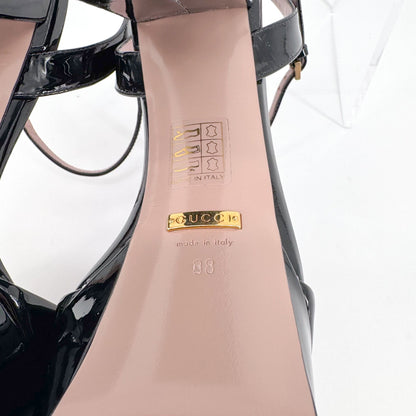 Gucci Claudie Horsebit Platform Heels in Black Patent Leather – Size 38