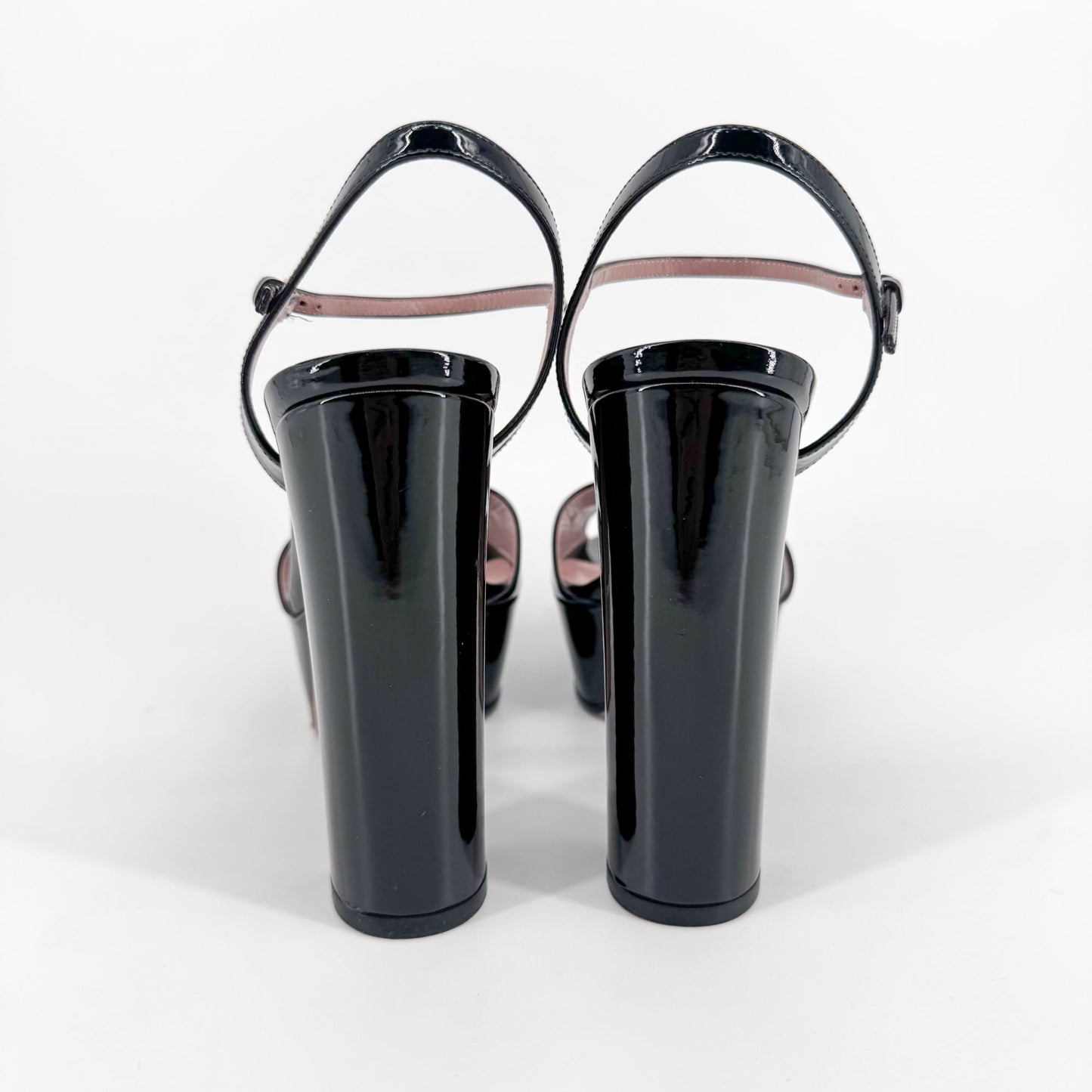 Gucci Claudie Horsebit Platform Heels in Black Patent Leather – Size 38