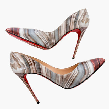 Christian Louboutin Pigalle Follies 100 Pumps in Multi Patent Agathe Size 38.5