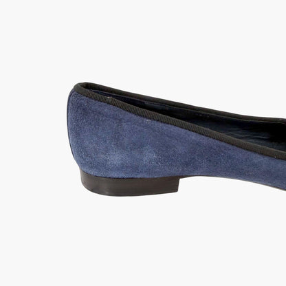 Chanel CC Cap Toe Suede Ballet Flats Blue Size 38.5