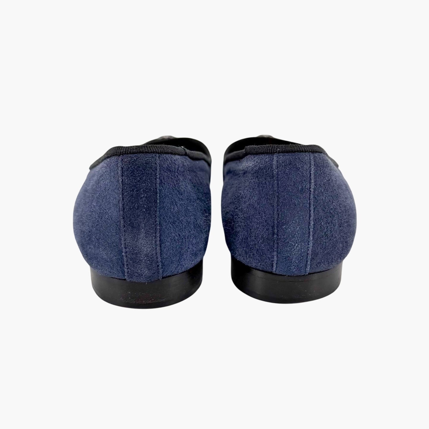 Chanel CC Cap Toe Suede Ballet Flats Blue Size 38.5