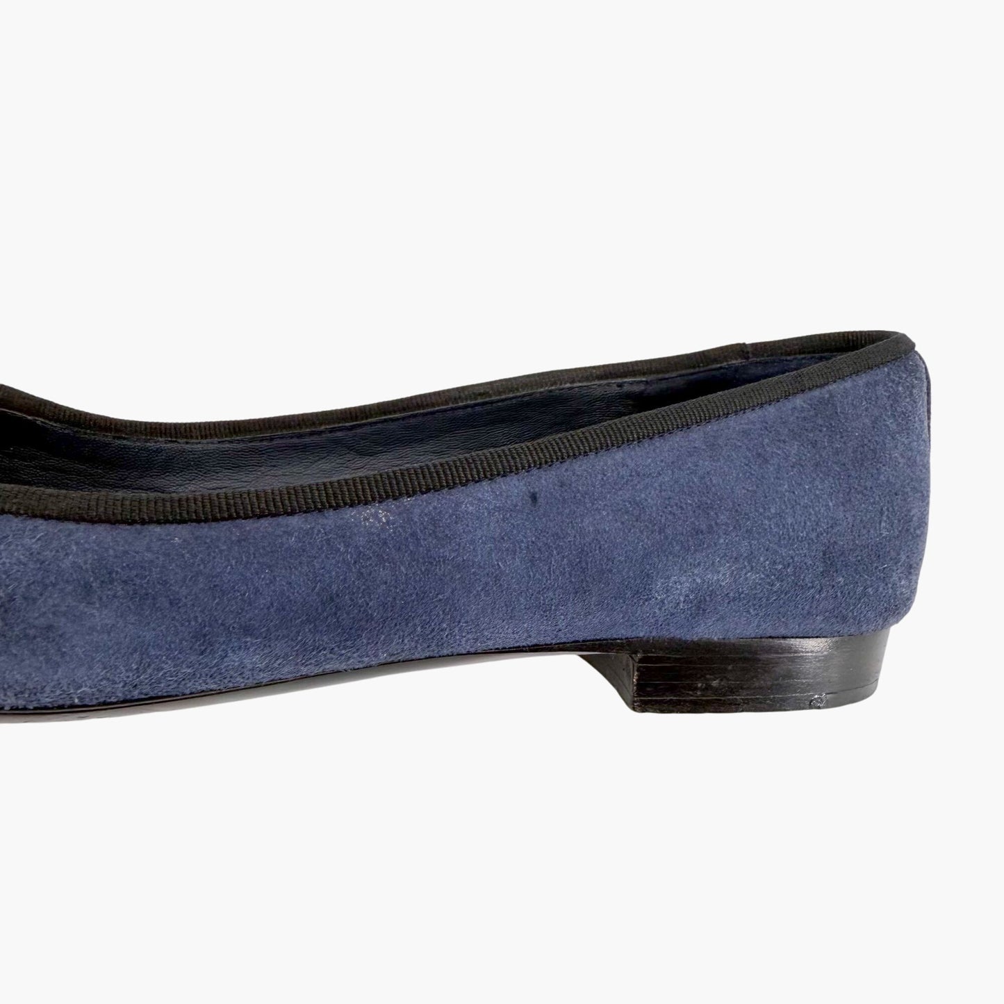 Chanel CC Cap Toe Suede Ballet Flats Blue Size 38.5