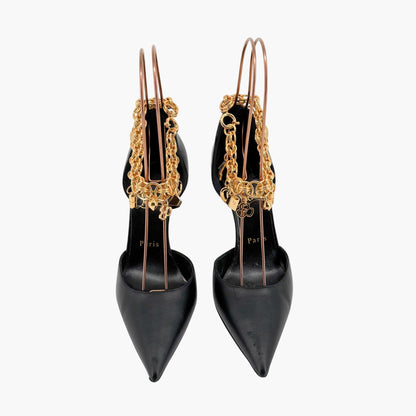 Christian Louboutin Gourmi 100 Charm Pumps in Black Leather Size 38