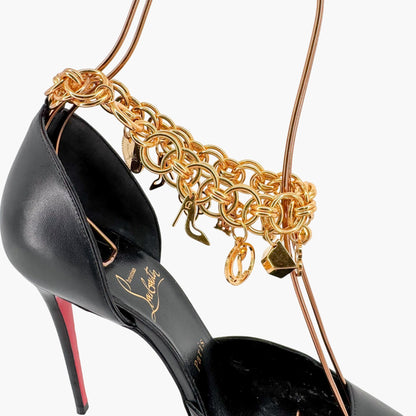 Christian Louboutin Gourmi 100 Charm Pumps in Black Leather Size 38