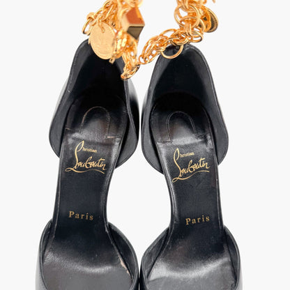 Christian Louboutin Gourmi 100 Charm Pumps in Black Leather Size 38
