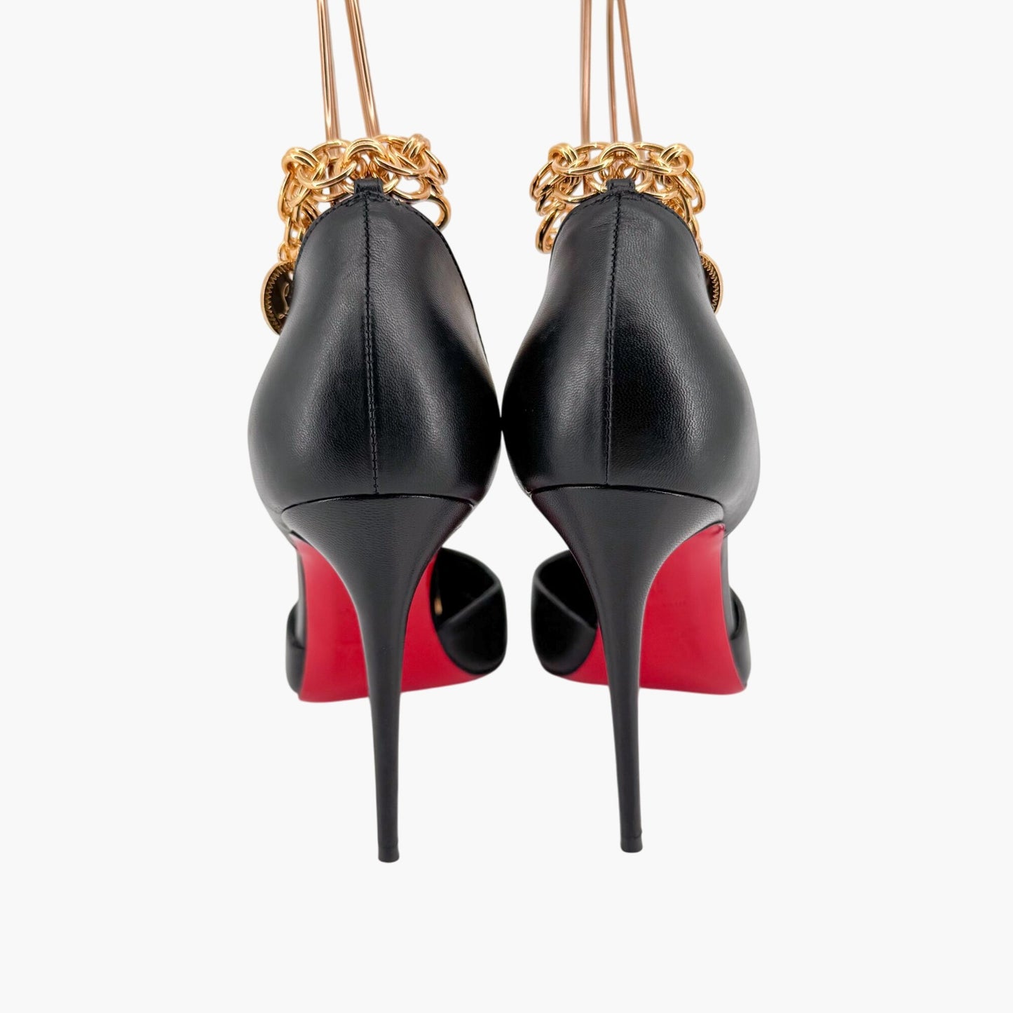 Christian Louboutin Gourmi 100 Charm Pumps in Black Leather Size 38