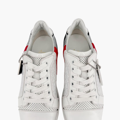 Christian Louboutin Vieira Tag Leather Sneakers in White & Red – Size 37