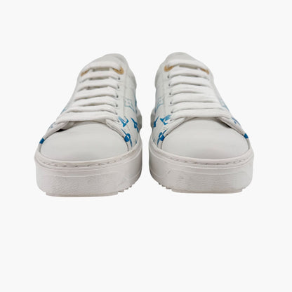 Louis Vuitton Time Out Ombre LV Sneakers in White & Blue Leather – Size 37