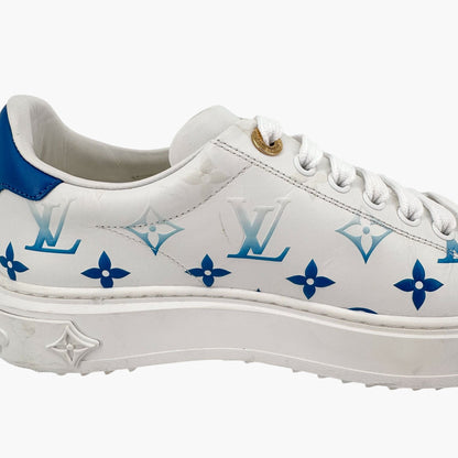 Louis Vuitton Time Out Ombre LV Sneakers in White & Blue Leather – Size 37