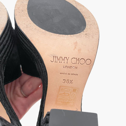 Jimmy Choo Deedee 125 Platform Mule Sandals in Black Liquid Velvet Size 36.5