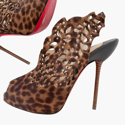 Christian Louboutin Markesling 120 Booties in Leopard Pony Hair Size 38
