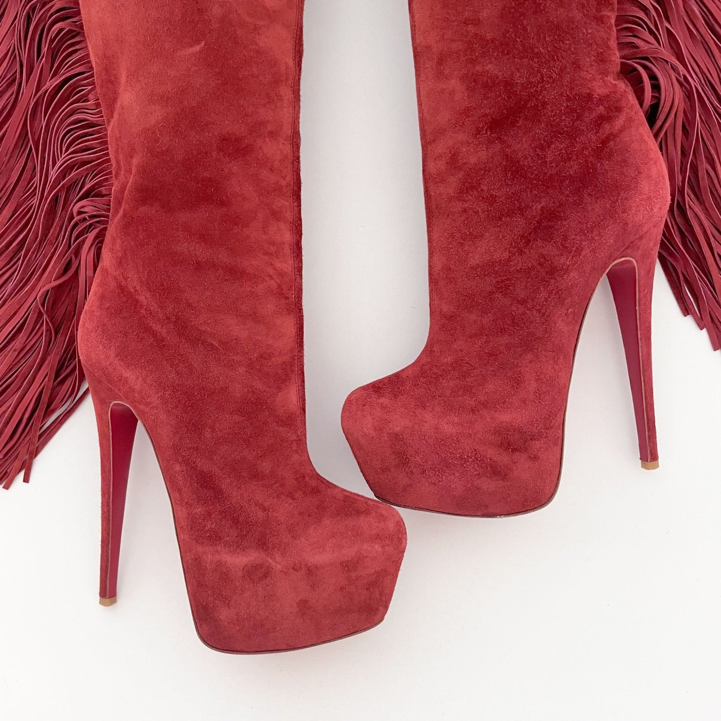 Christian Louboutin Interlopa 160 Boots in Moroccan Red Suede Size 39