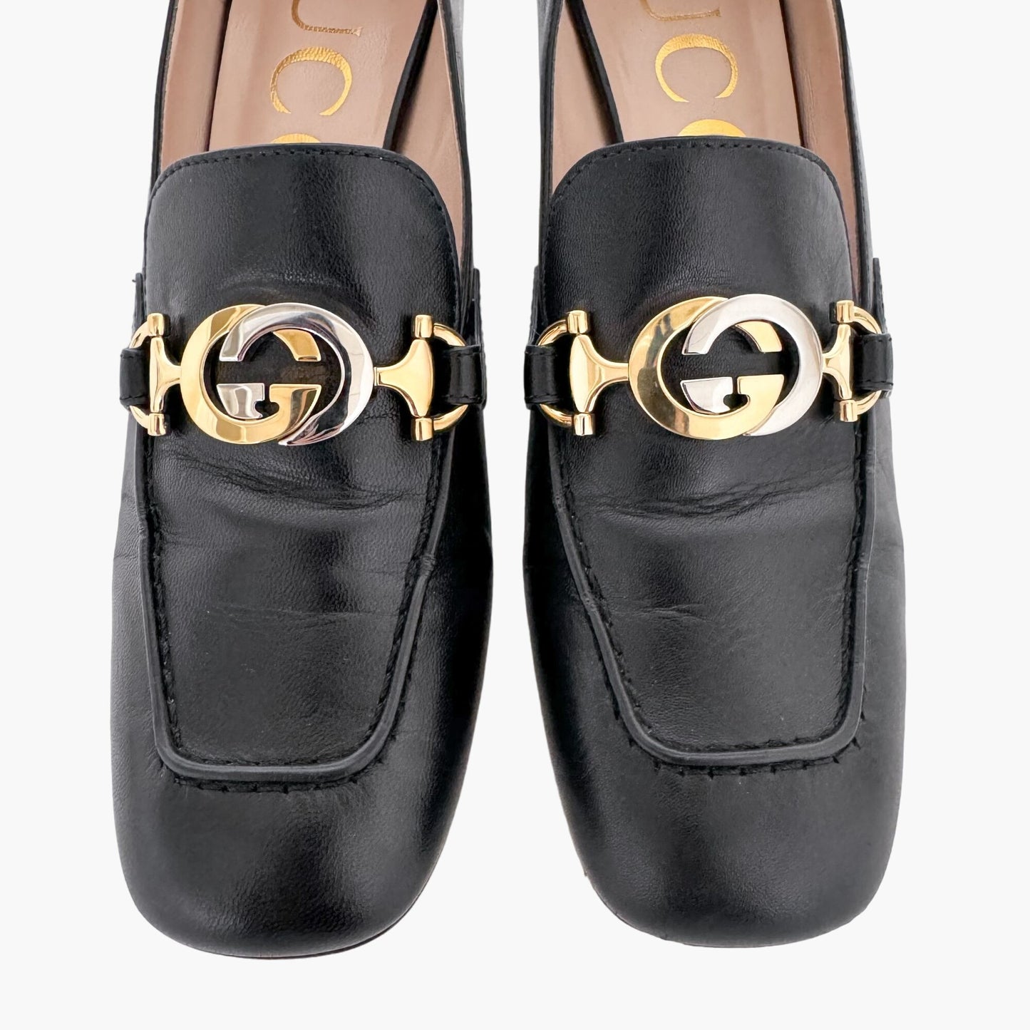 Gucci Zumi GG Loafer Pumps in Black Leather Size 39.5