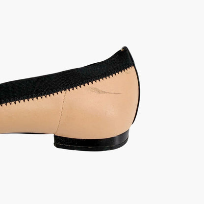 Chanel CC Cap Toe Ruffle Ballet Flats Beige Size 39.5