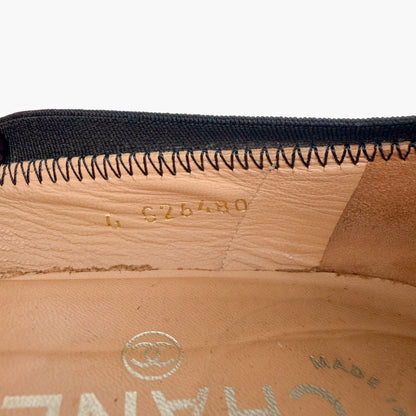 Chanel CC Cap Toe Ruffle Ballet Flats Beige Size 39.5