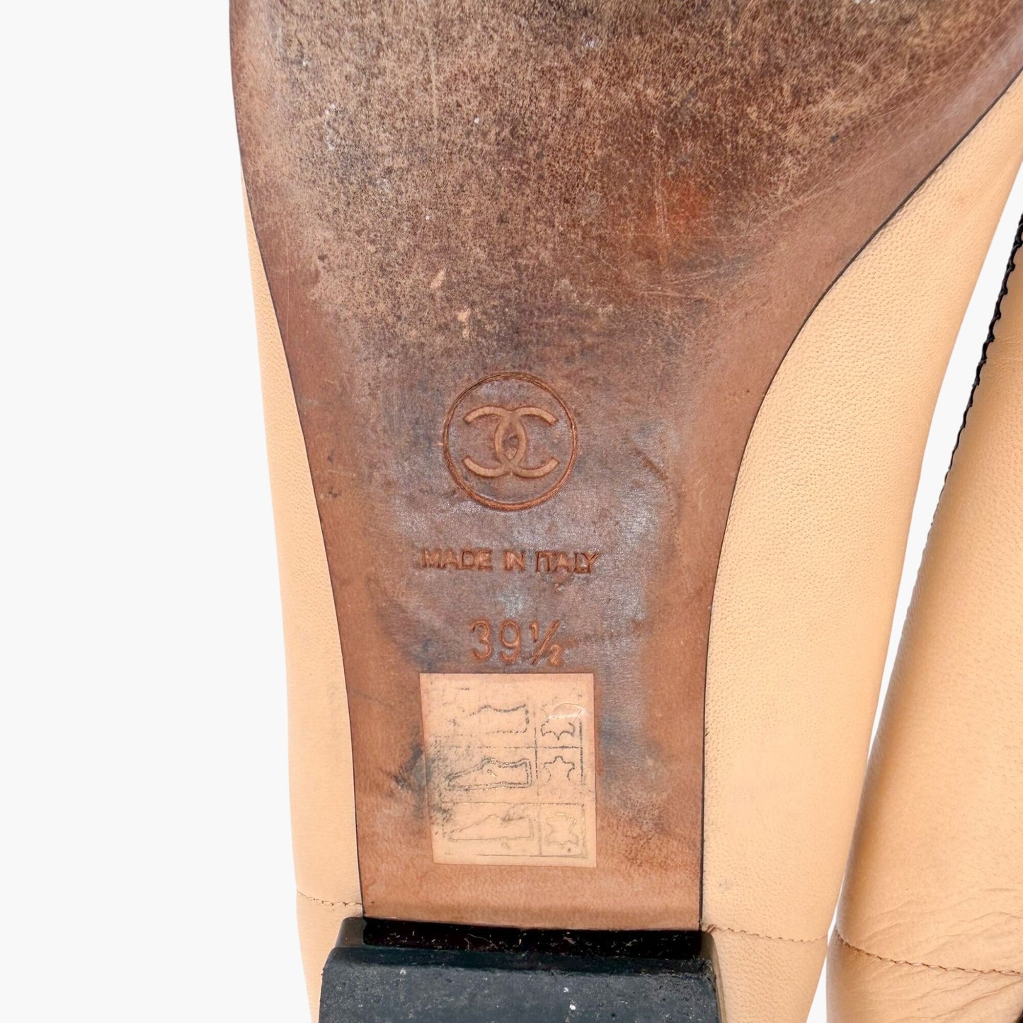 Chanel CC Cap Toe Ruffle Ballet Flats Beige Size 39.5