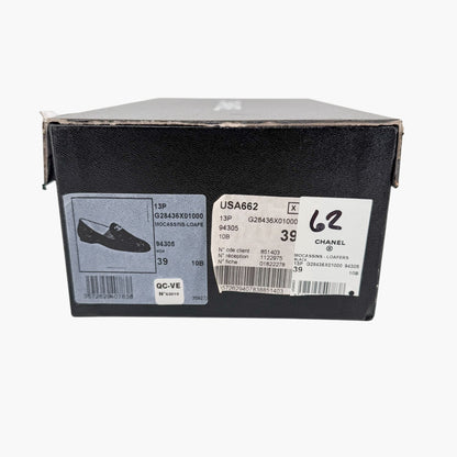 Chanel CC Loafer Flats in Black Leather Size 39