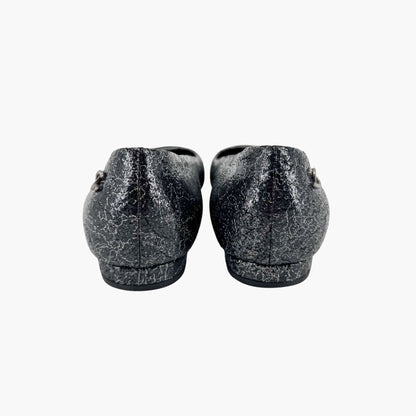 Chanel Cap Toe CC Ballerina Flats in Black & Silver Leather – Size 37.5