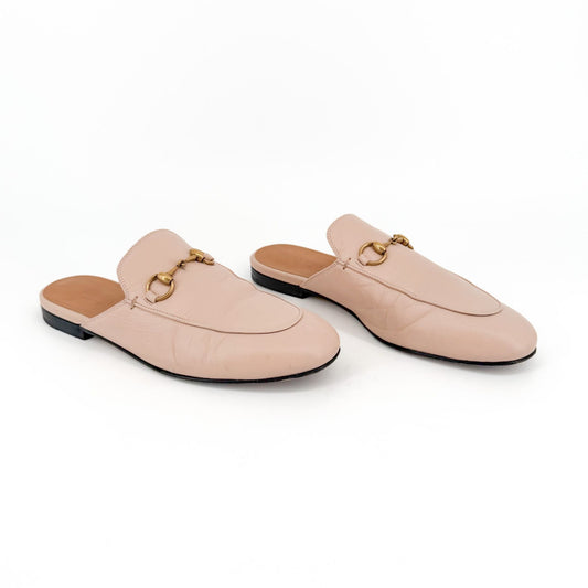 Gucci Princetown Horsebit Loafer Mules in Beige Leather Size 37