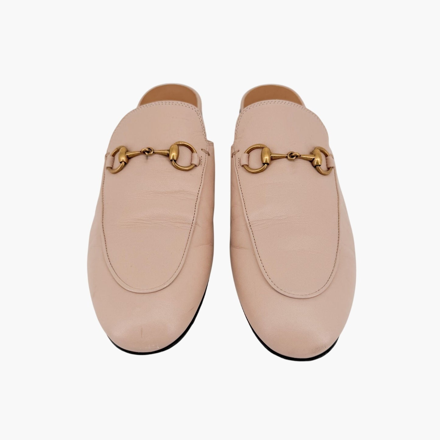 Gucci Princetown Horsebit Loafer Mules in Beige Leather Size 37