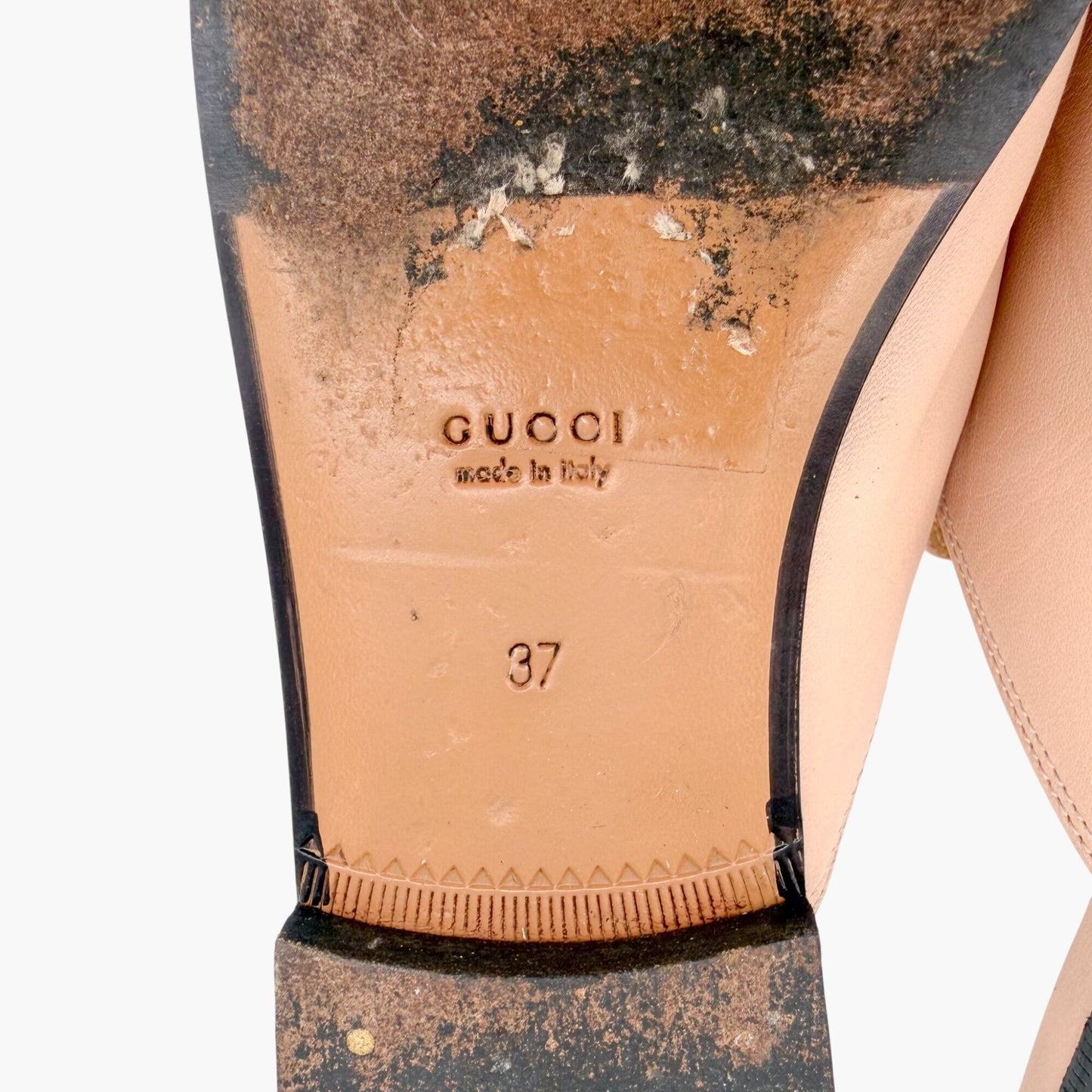 Gucci Princetown Horsebit Loafer Mules in Beige Leather Size 37