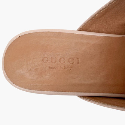 Gucci Princetown Horsebit Loafer Mules in Beige Leather Size 37