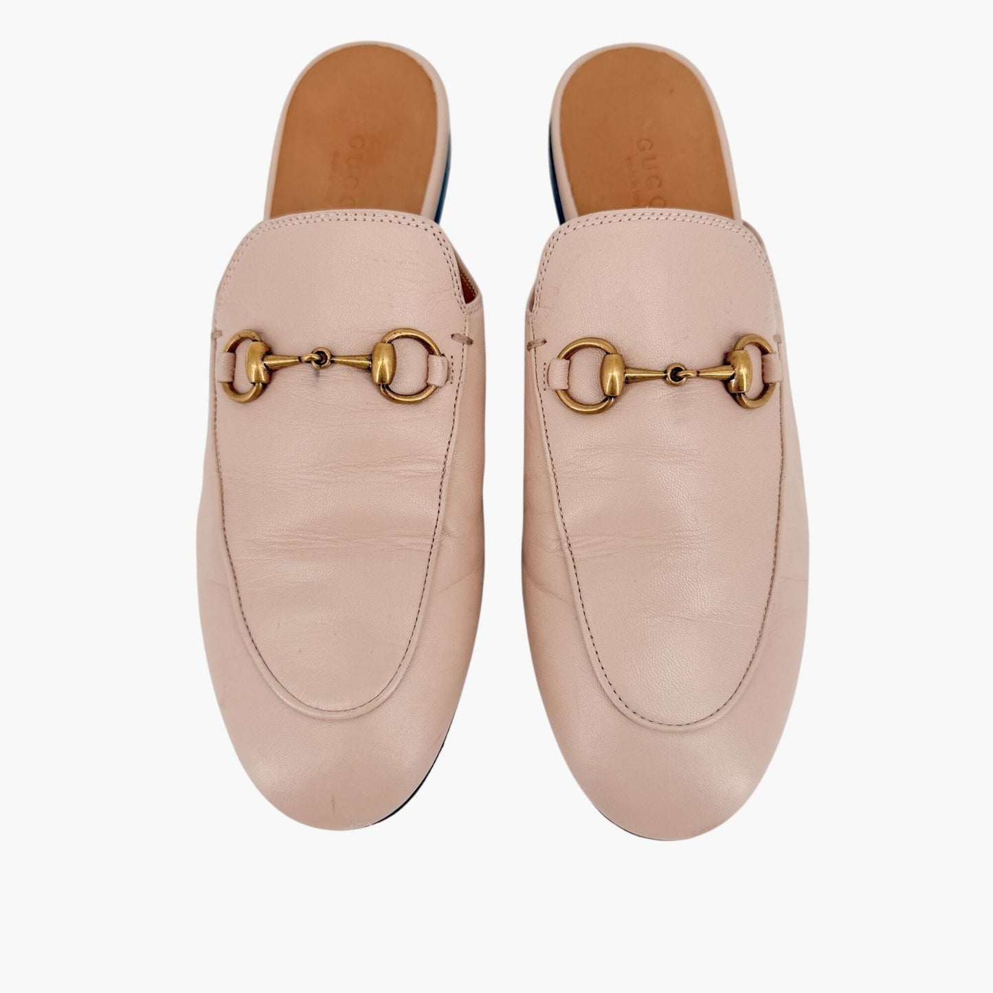 Gucci Princetown Horsebit Loafer Mules in Beige Leather Size 37
