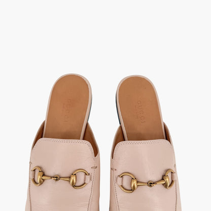 Gucci Princetown Horsebit Loafer Mules in Beige Leather Size 37