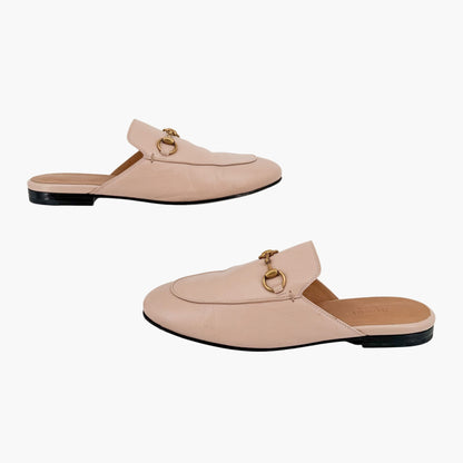 Gucci Princetown Horsebit Loafer Mules in Beige Leather Size 37