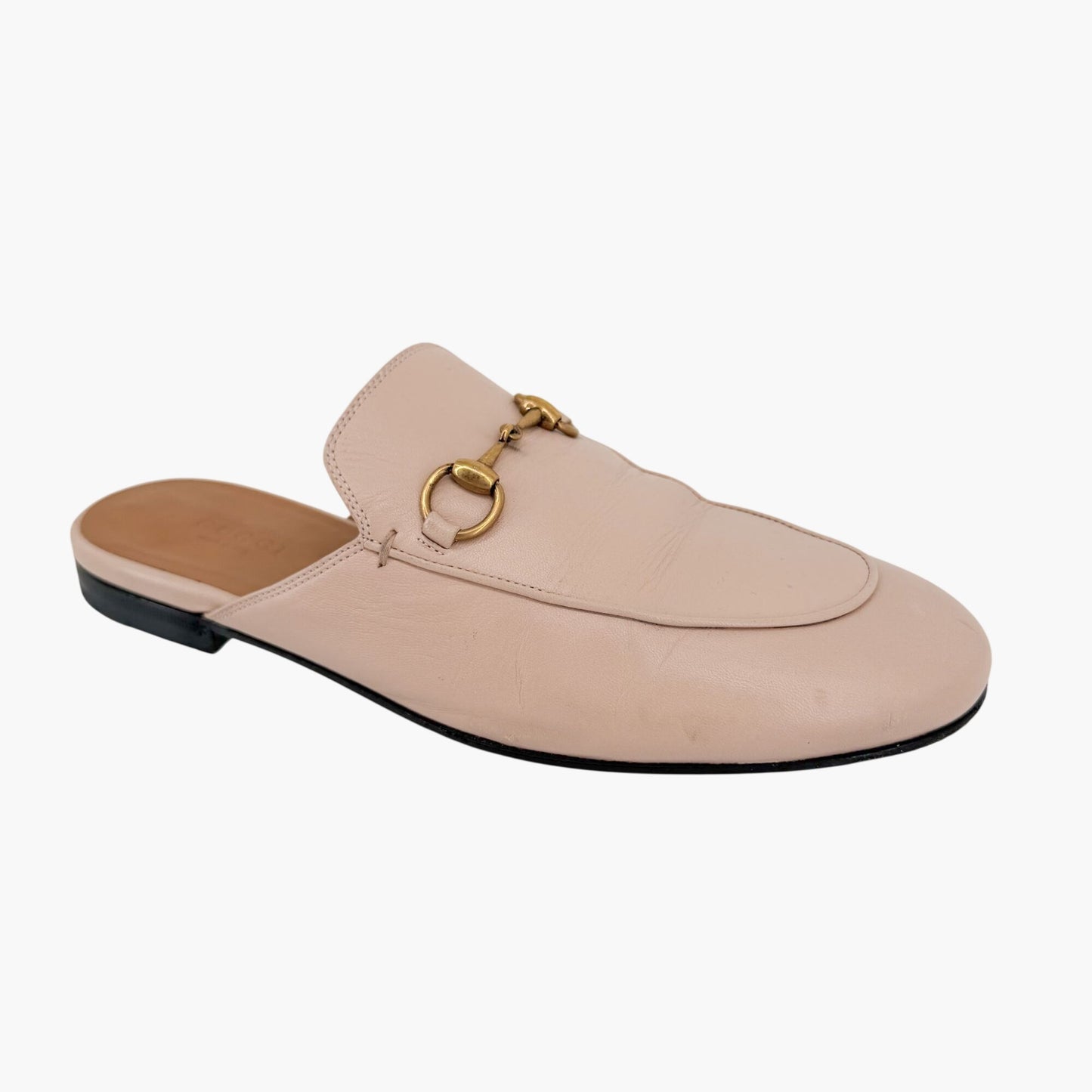 Gucci Princetown Horsebit Loafer Mules in Beige Leather Size 37