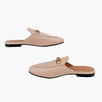 Gucci Princetown Horsebit Loafer Mules in Beige Leather Size 37
