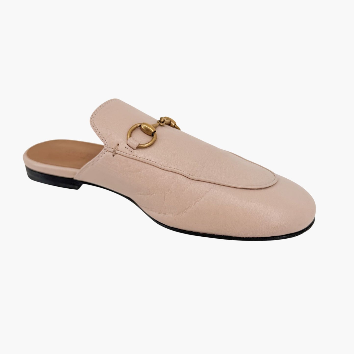 Gucci Princetown Horsebit Loafer Mules in Beige Leather Size 37