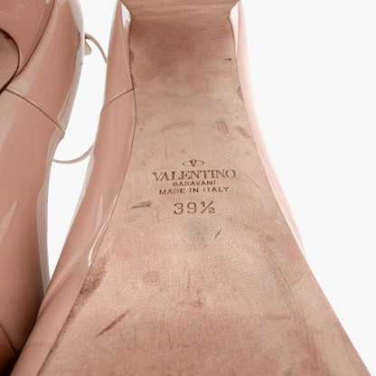 Valentino Garavani Tan-Go VLogo Platform Pumps in Beige Patent Leather Size 39.5