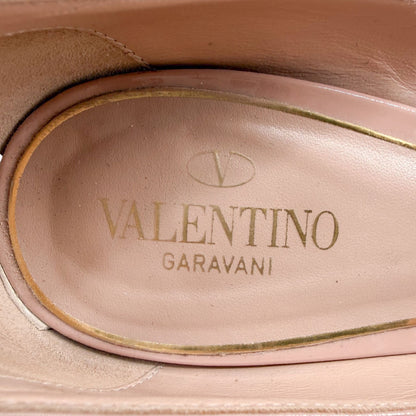 Valentino Garavani Tan-Go VLogo Platform Pumps in Beige Patent Leather Size 39.5