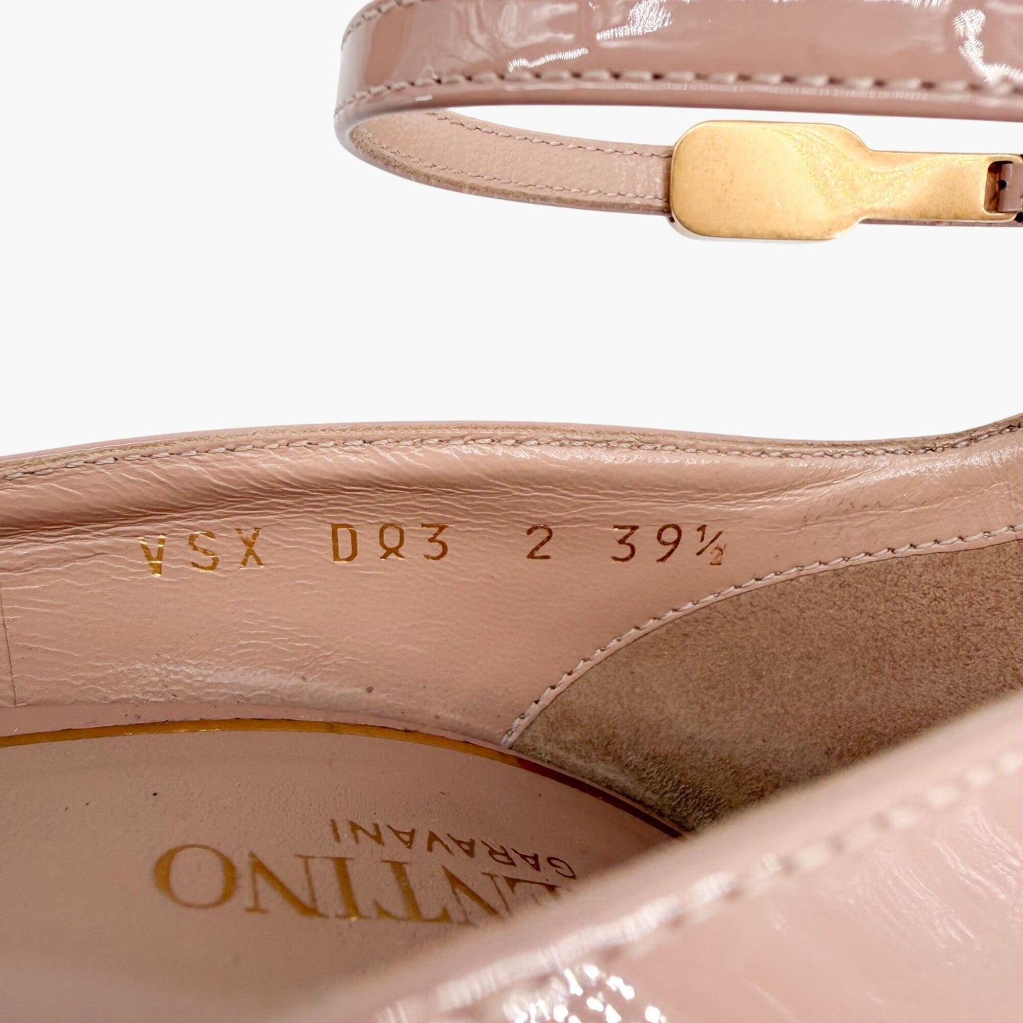 Valentino Garavani Tan-Go VLogo Platform Pumps in Beige Patent Leather Size 39.5