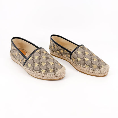 Gucci Supreme GG Bee Espadrilles in Beige Coated Canvas Size 39