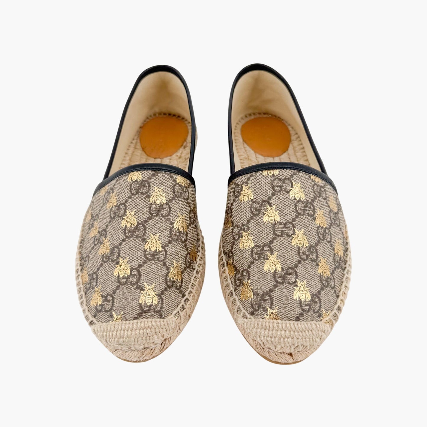 Gucci Supreme GG Bee Espadrilles in Beige Coated Canvas Size 39