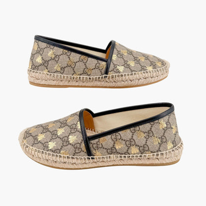 Gucci Supreme GG Bee Espadrilles in Beige Coated Canvas Size 39