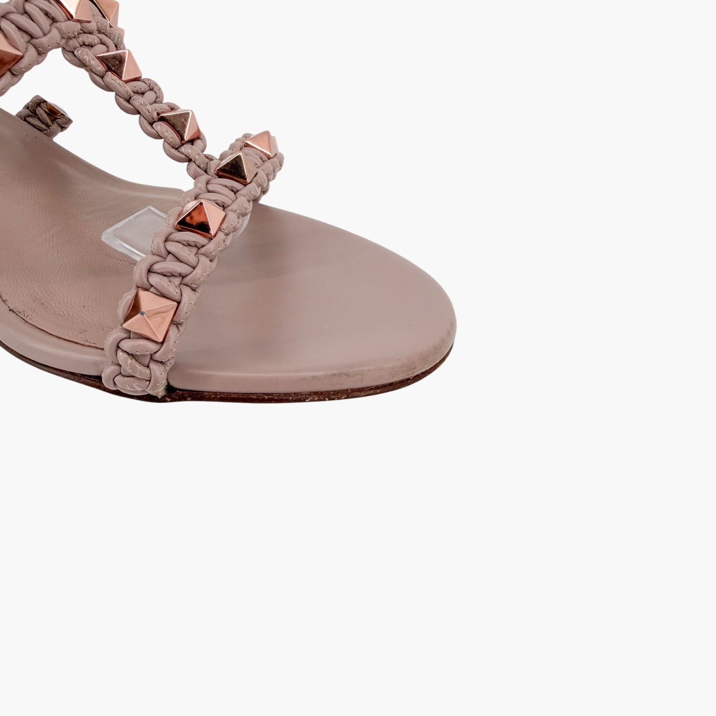 Valentino Garavani Rockstud Braided Leather Sandals Size 40