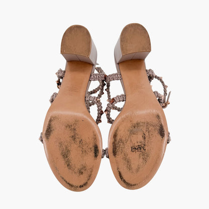 Valentino Garavani Rockstud Braided Leather Sandals Size 40