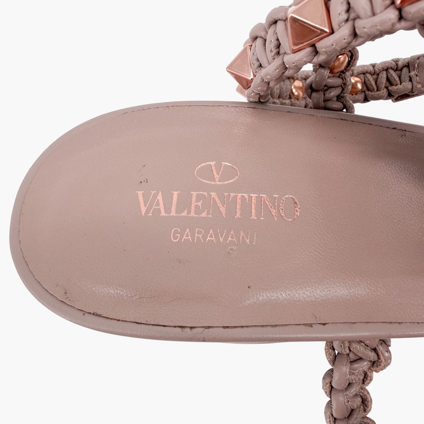 Valentino Garavani Rockstud Braided Leather Sandals Size 40