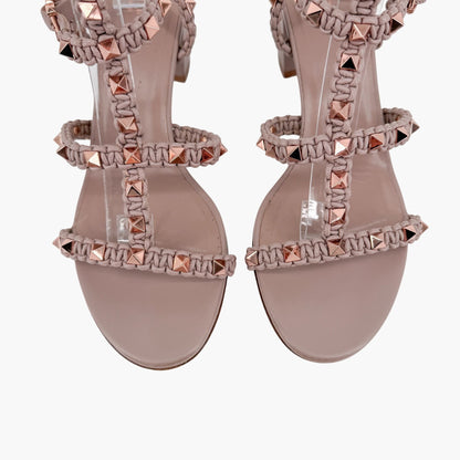 Valentino Garavani Rockstud Braided Leather Sandals Size 40