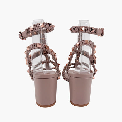 Valentino Garavani Rockstud Braided Leather Sandals Size 40