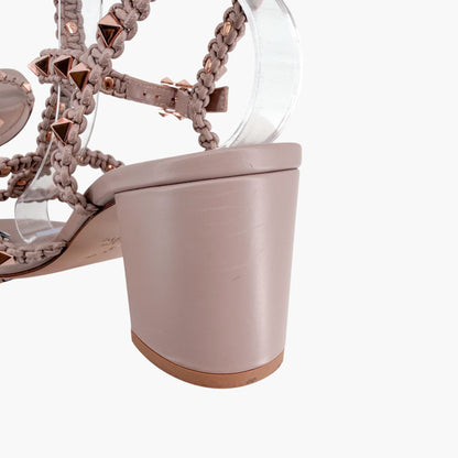 Valentino Garavani Rockstud Braided Leather Sandals Size 40