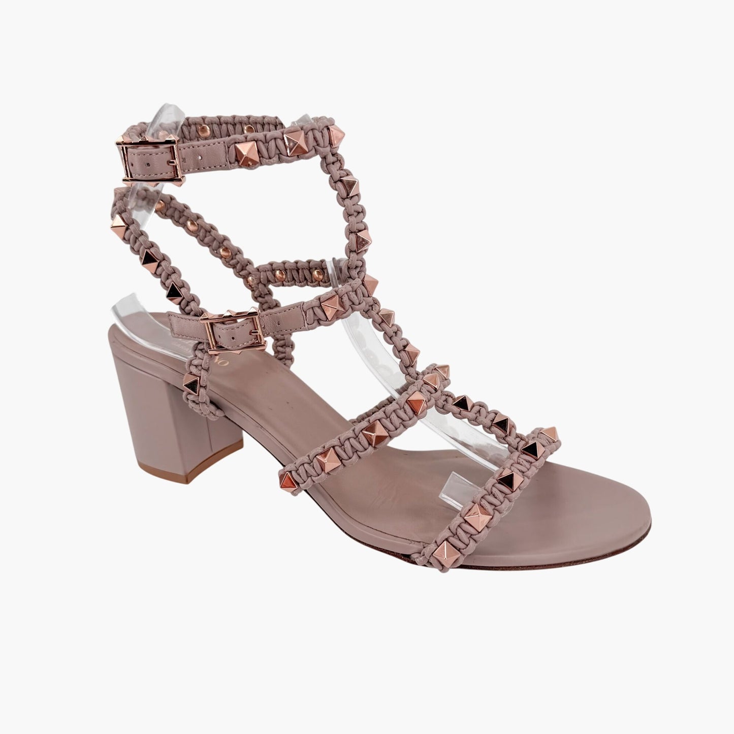 Valentino Garavani Rockstud Braided Leather Sandals Size 40