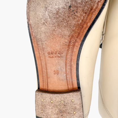Gucci Strawberry Print Brixton Horsebit Loafer in Cream/White Size 38