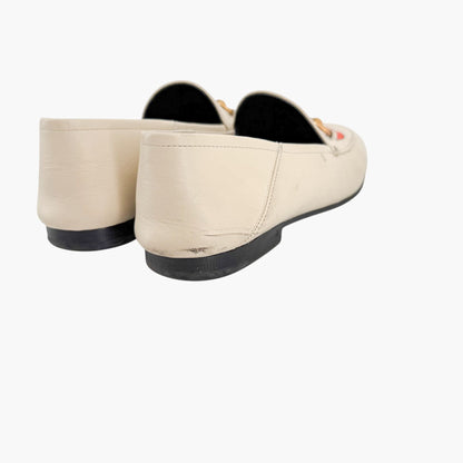 Gucci Strawberry Print Brixton Horsebit Loafer in Cream/White Size 38