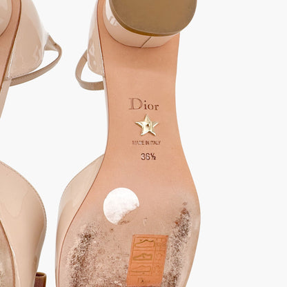 Christian Dior Idylle Bow d'Orsay Kitten Pump in Nude Beige Patent Leather Size 36.5