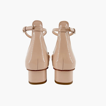 Christian Dior Idylle Bow d'Orsay Kitten Pump in Nude Beige Patent Leather Size 36.5